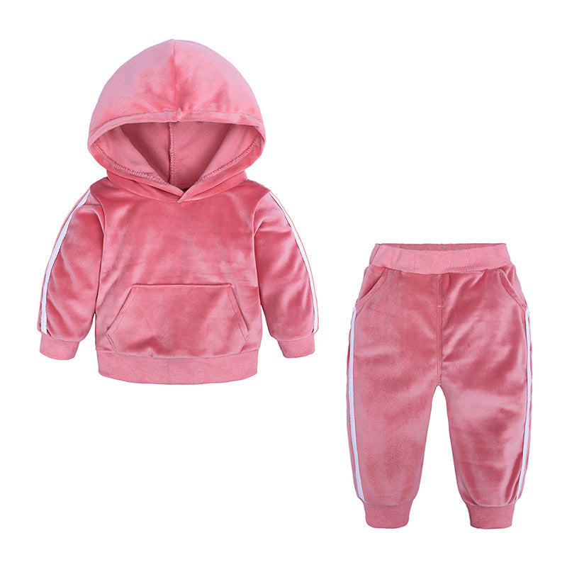 Boys And Girls Suits Sports And Leisure Velvet Two-Piece