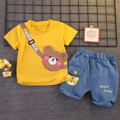 Children's  short sleeved shorts set  T-shirt cartoon set