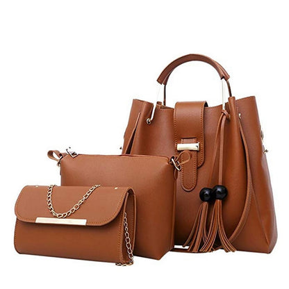 3Pcs/Sets Women Handbags Leather Shoulder Bags