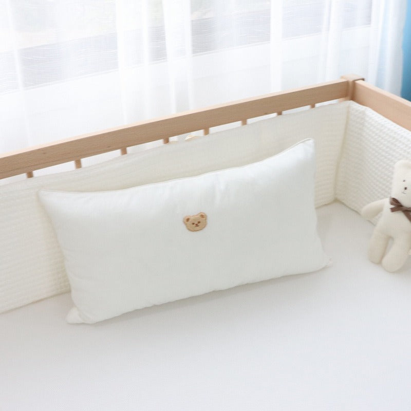 ins pure cotton embroidered bear bedside pillow baby comfort pillow removable and washable core