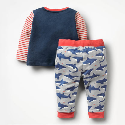 Boys Set with Animal Applique Sweatshirt+Pants Autumn Winter