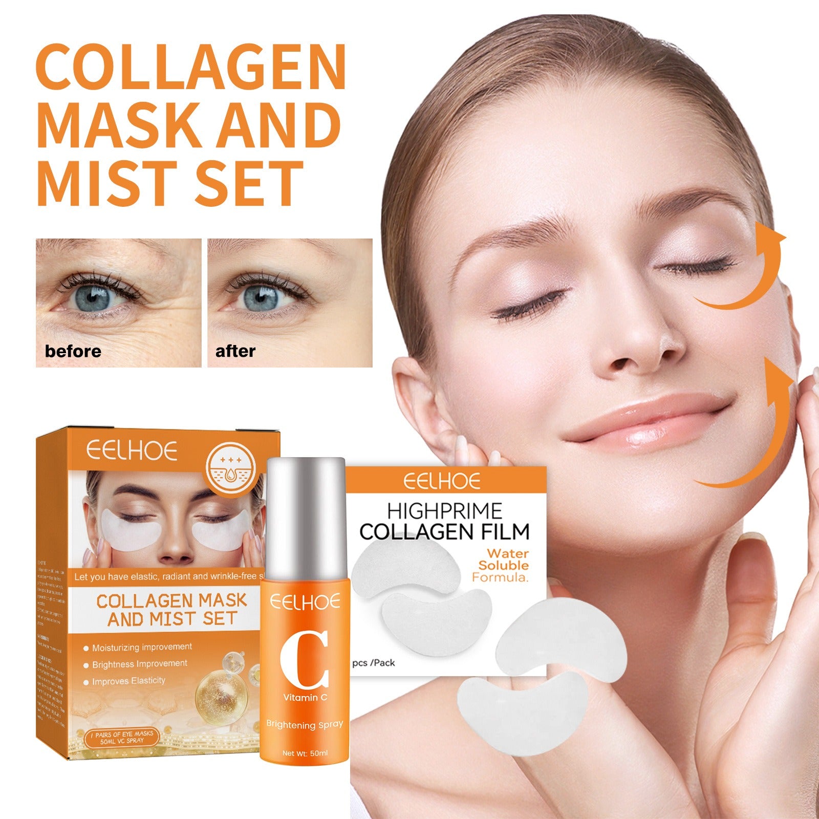 Collagen Eye Mask. Spray Set Anti aging anti wrinkle anti aging collagen hydrating and moisturizing