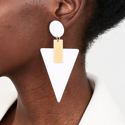 Acrylic geometric triangle circular women's earrings