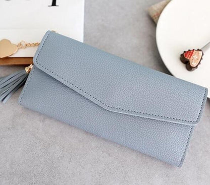 Leather Wallets Women Long Tassel Luxury Clutch