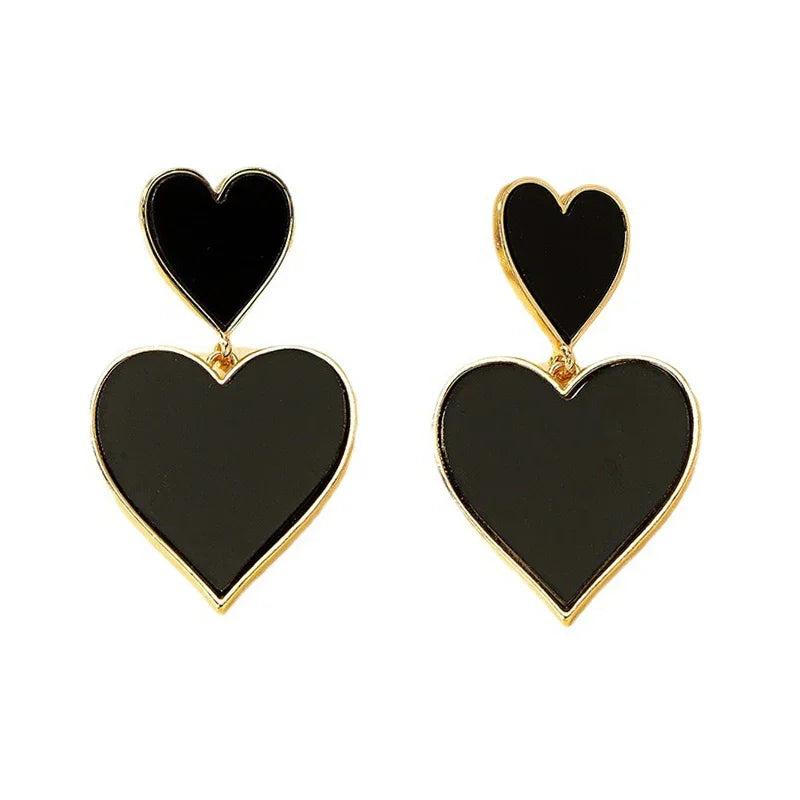 Black Resin  Heart  Earrings For Women