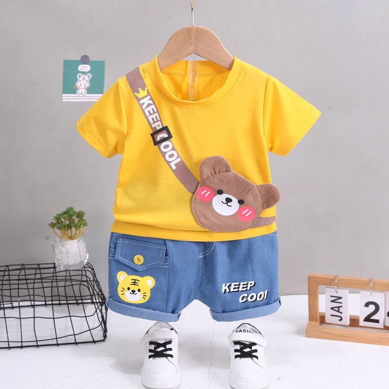 Children's  short sleeved shorts set  T-shirt cartoon set