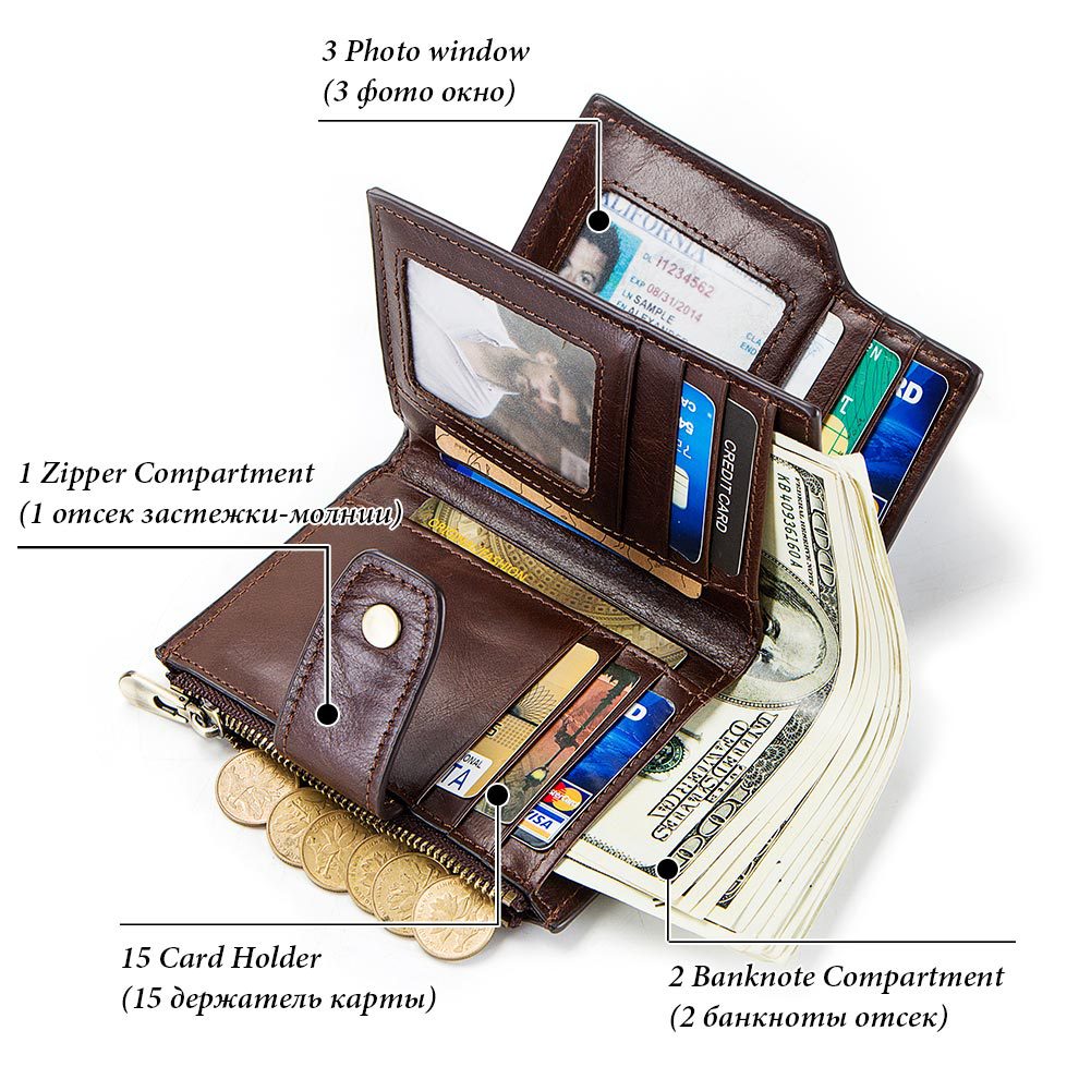 Smart Anti-Lost Wallet Men's Leather Wallet RFID Anti-theft Brush Coin Purse Bluetooth Link Multifunctional