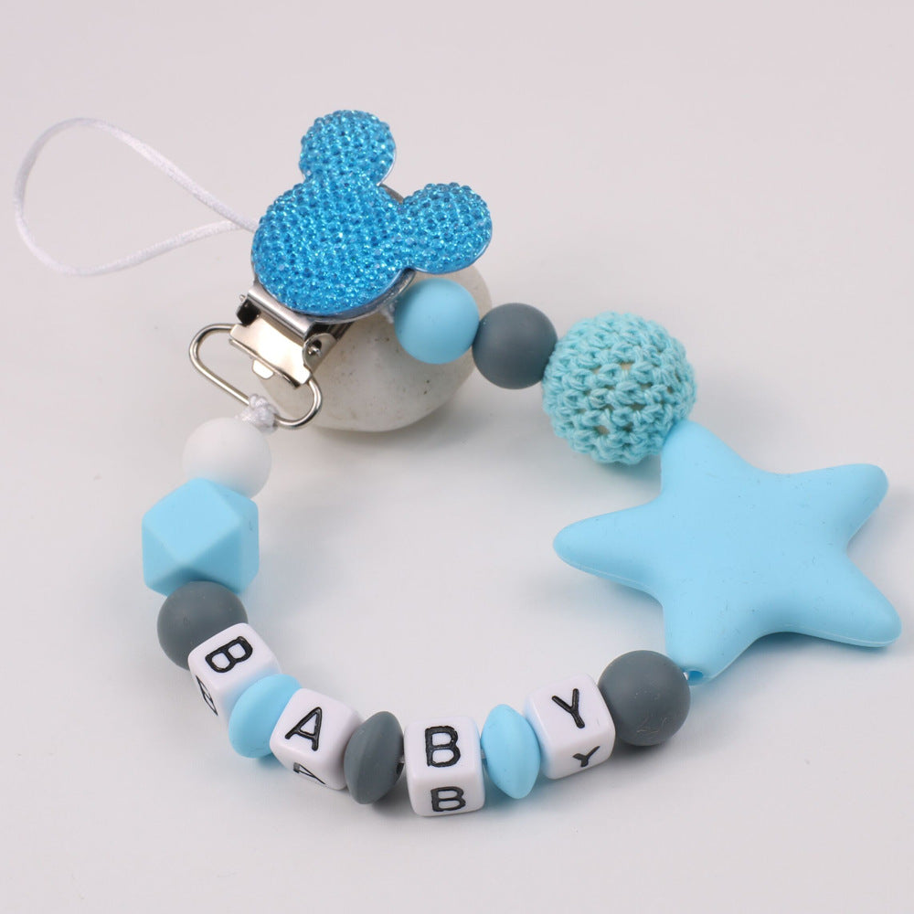 Five pointed star silicone pacifier silicone pacifier clip baby teether anti-drop chain anti-drop belt