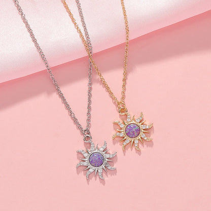 Sun Necklace Women's Set Zircon Rain Flower