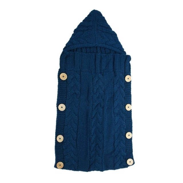 Baby Infant Swaddle Wrap Warm Wool Blends Crochet Knitted Hoodie Soft Swaddling Wrap Blanket Sleeping Bag