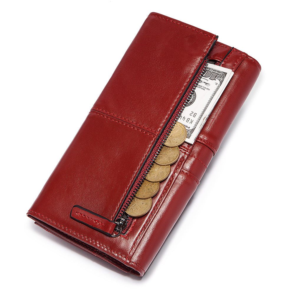 Leather Ladies Wallet  Long Women's Bag Multi-Card Card Holder Mobile Phone Bag Clutch Bag