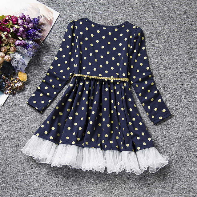 Dot Long Sleeve Dress For Girls