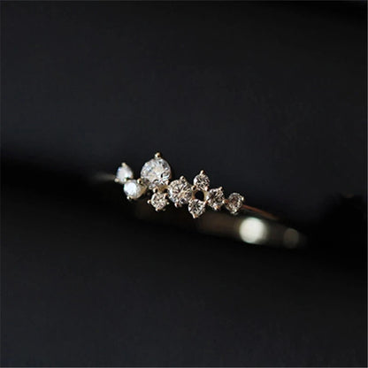 Sterling Silver Irregular Zircon Thin Ring Women