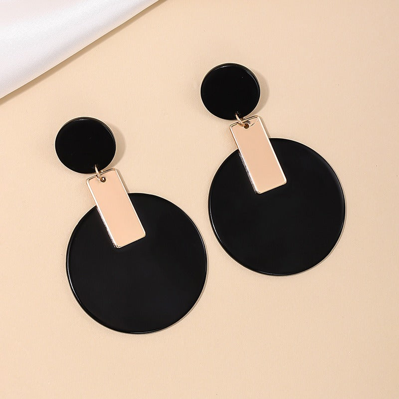 Acrylic geometric triangle circular women's earrings