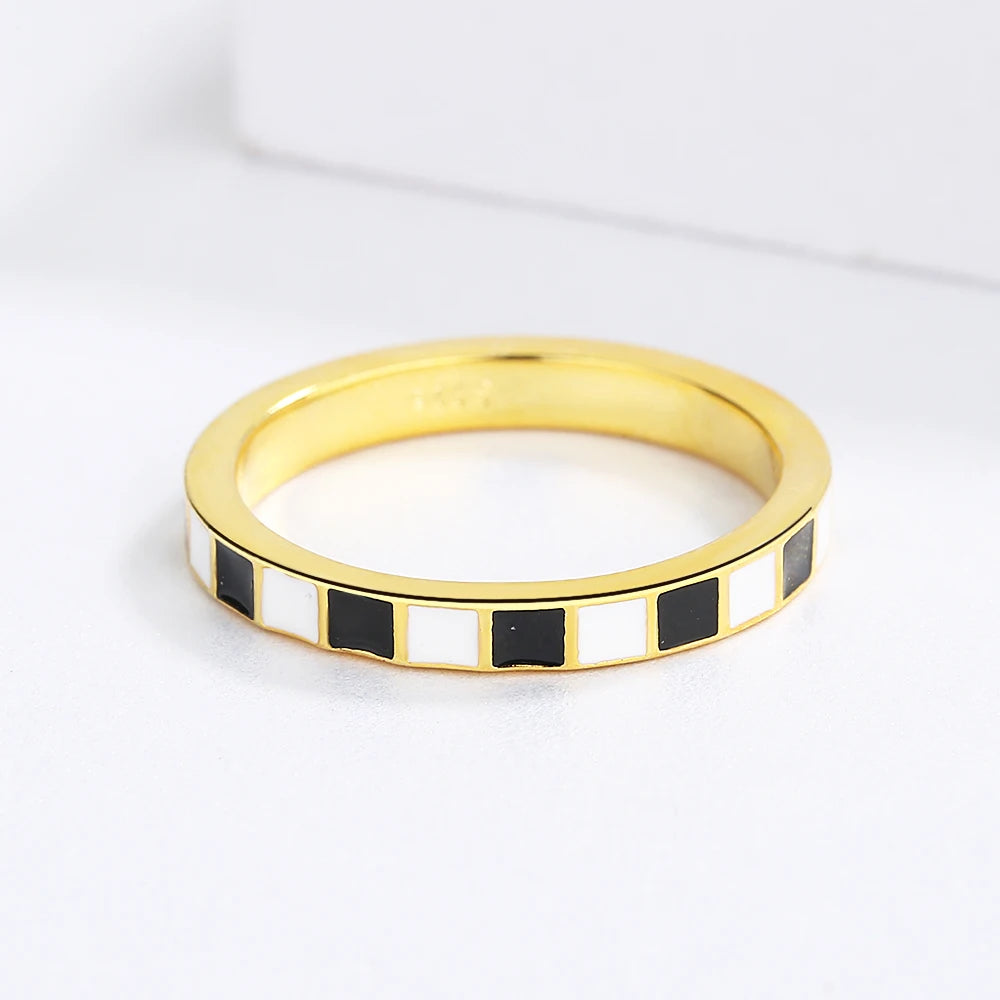 Ring for Women Black White Ring