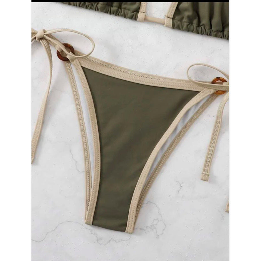 Solid color split bikini  women's swimsuit