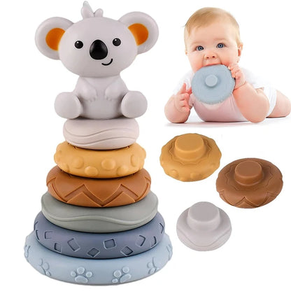 block rainbow circle six layer stacked music kneading called baby gum toy