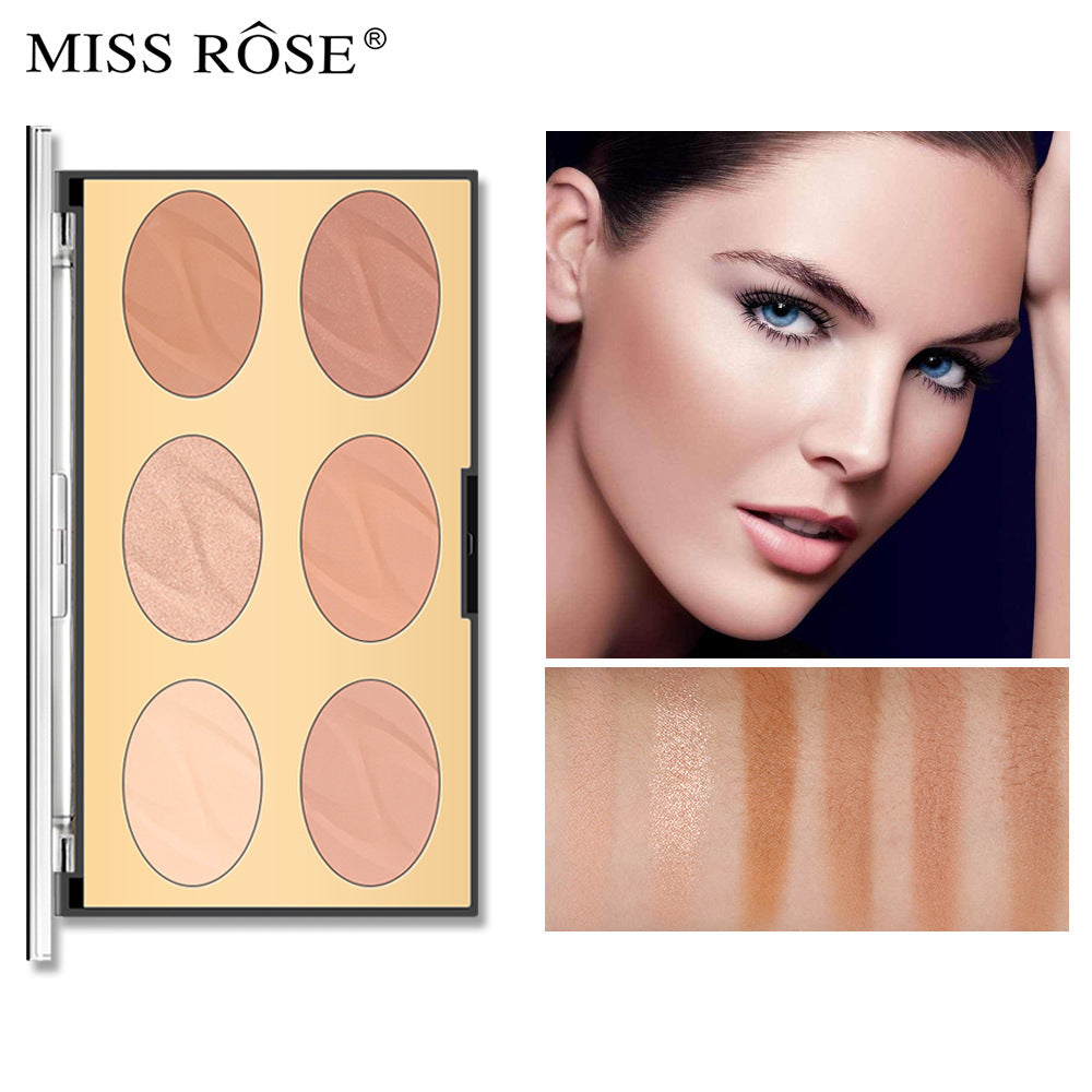 Wet And Dry Matte Multi-Function Six Color Nose Shadow  Gloss Powder Oil Waterproof Powder