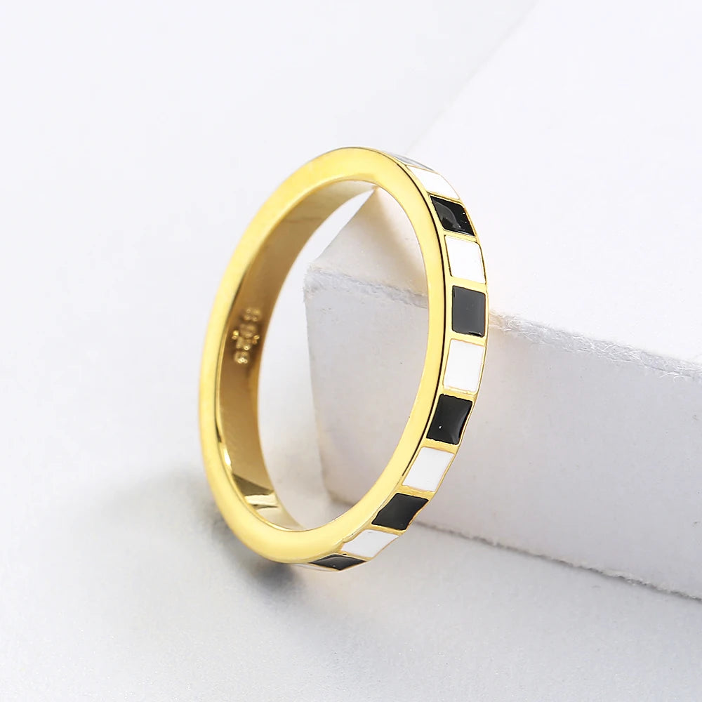 Ring for Women Black White Ring