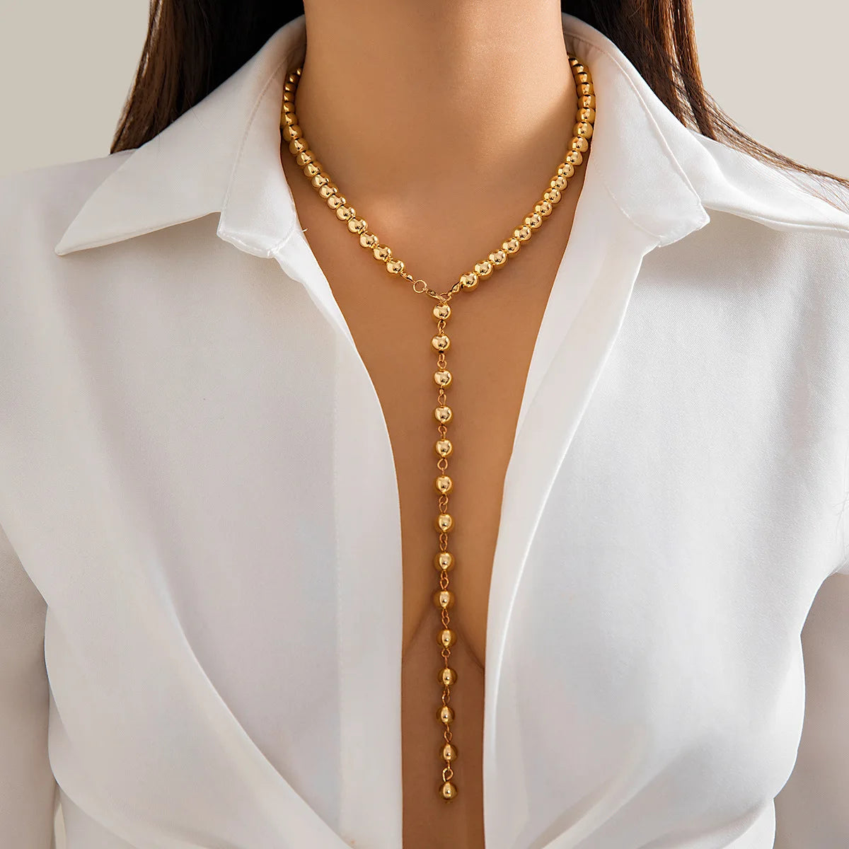 Collar Simple Imitation Pearl Fringe Long Niche Necklace