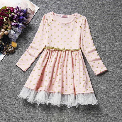 Dot Long Sleeve Dress For Girls