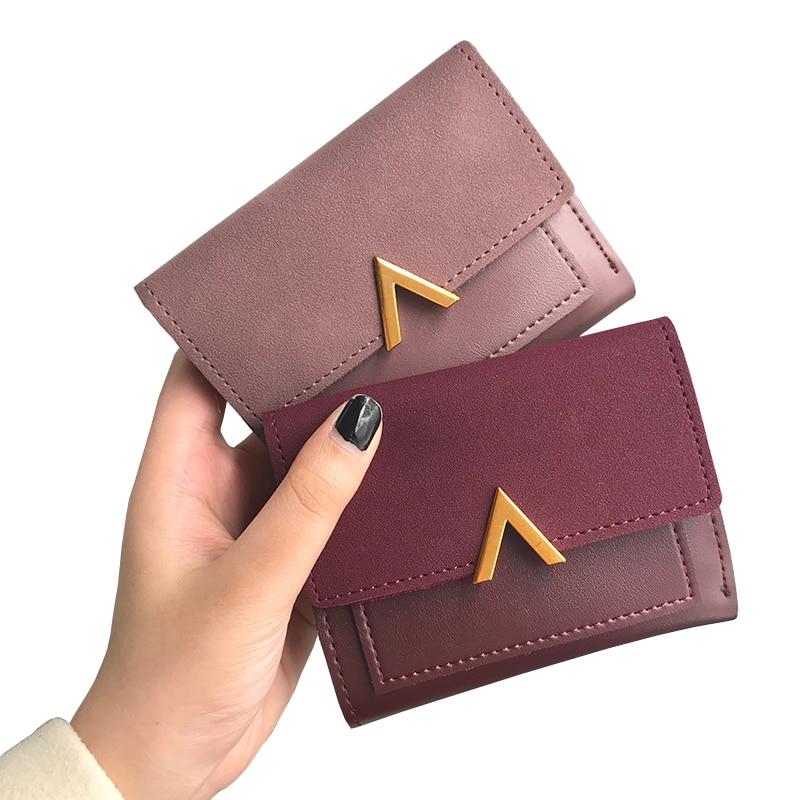 Matte Leather Small Women Wallet Luxury Brand