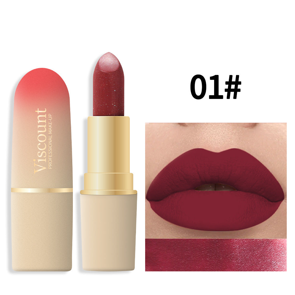 Waterproof And Durable Lipstick Velvet Fine Glitter Matte Lip