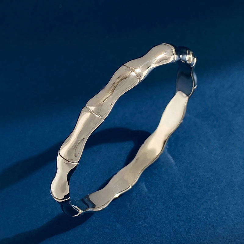 Stainless steel antique silver bamboo bangle