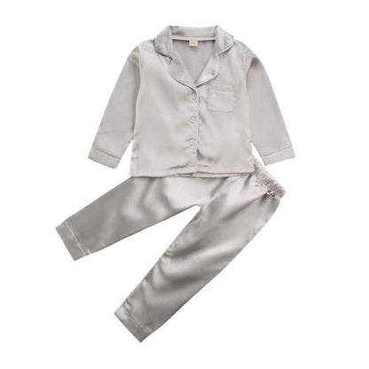 Childrens Kids Pyjamas Silk Satin Tops Pant Autumn Winter Long Sleeve