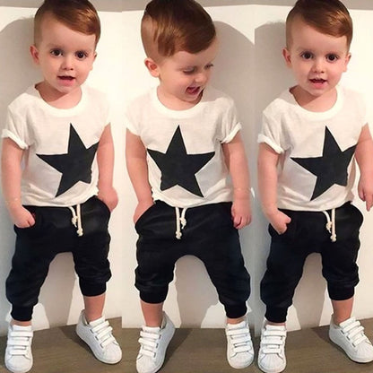 Boys Clothes Star T-shirt Tops  Pants 2pcs