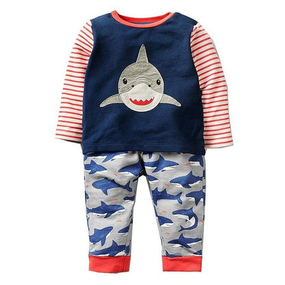 Boys Set with Animal Applique Sweatshirt+Pants Autumn Winter