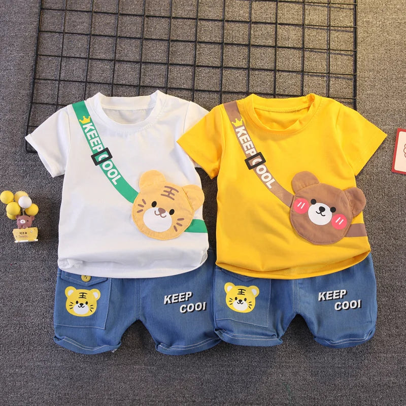 Children's  short sleeved shorts set  T-shirt cartoon set