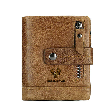 Leather Wallet Crazy Horse Leather Zipper Buckle