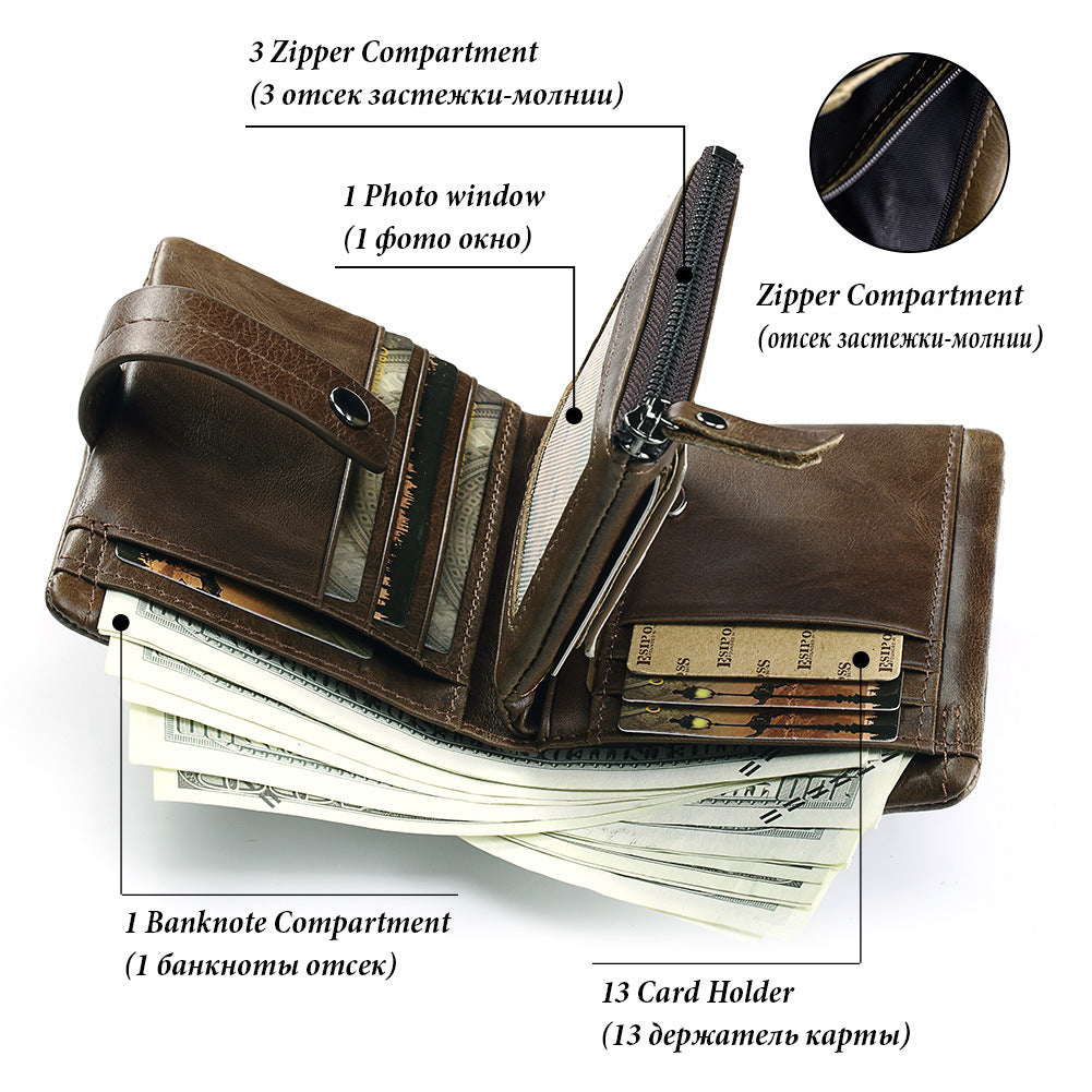 Men's Bag Zipper Buckle Multi-Card  Men's Wallet