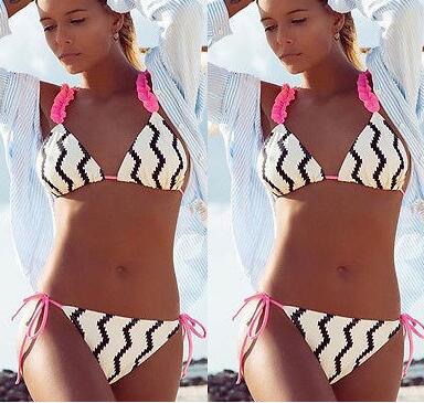 Wave Stripped Bikini Set Swimsuit