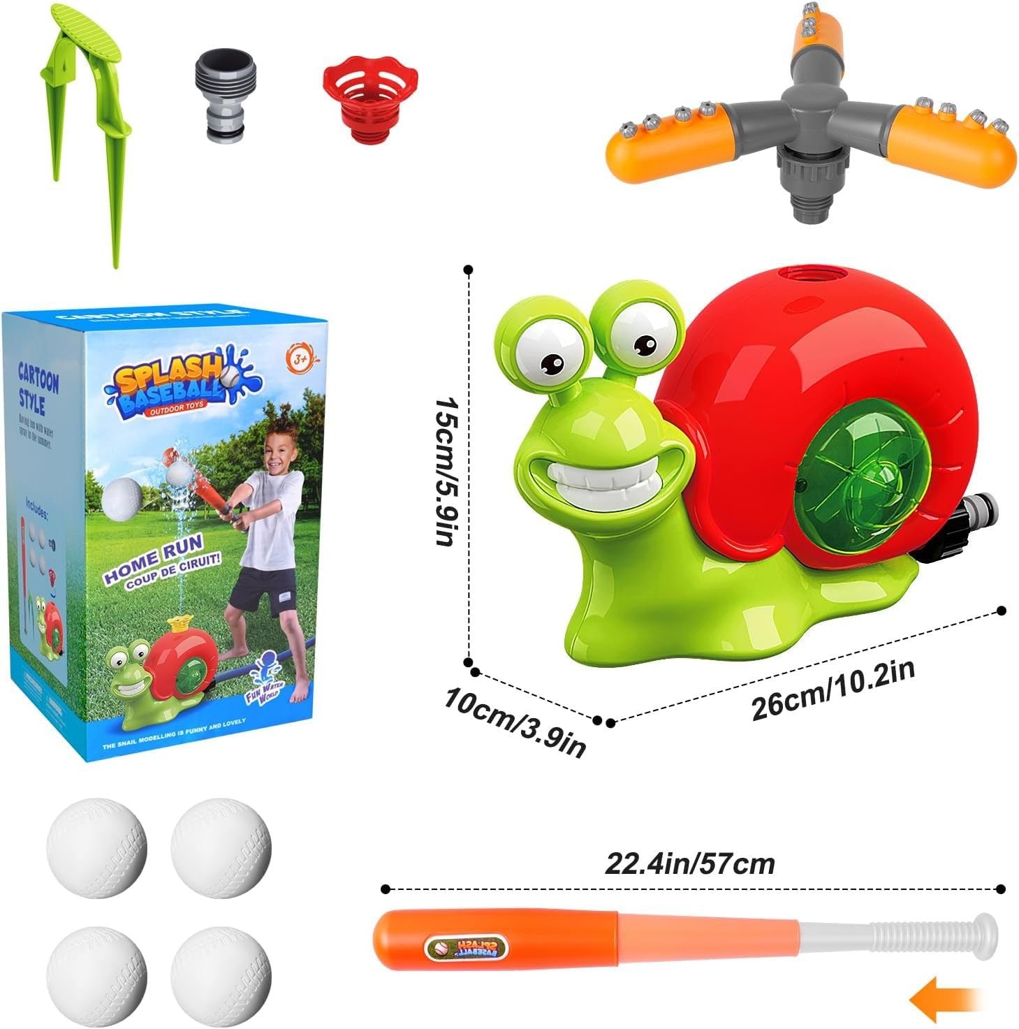 Snail Water Sprinkler  Water Sprinkler Baseball Toy