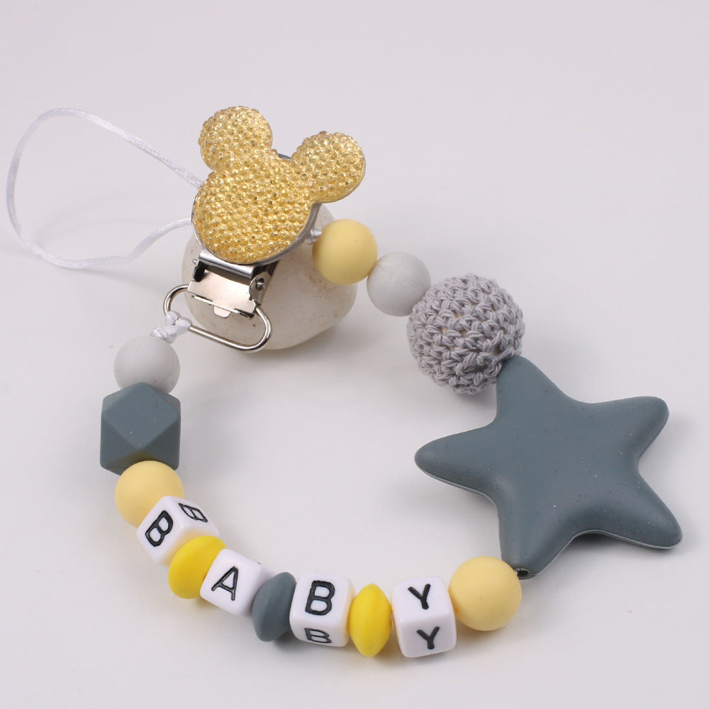 Five pointed star silicone pacifier silicone pacifier clip baby teether anti-drop chain anti-drop belt