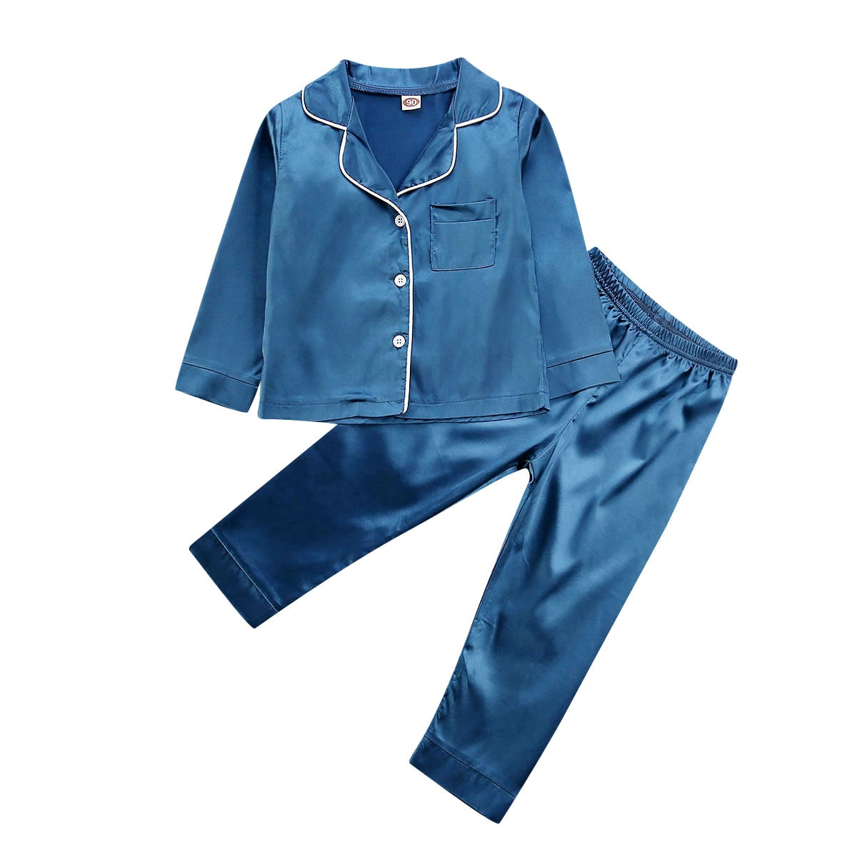 Childrens Kids Pyjamas Silk Satin Tops Pant Autumn Winter Long Sleeve