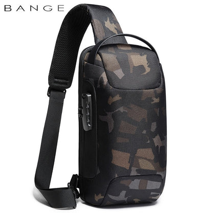 BANGE Hot Chest Bag New Anti-thief Men Crossbody Bag Waterproof Shoulder Bags USB Charging Short Trip For Male Travel Pack