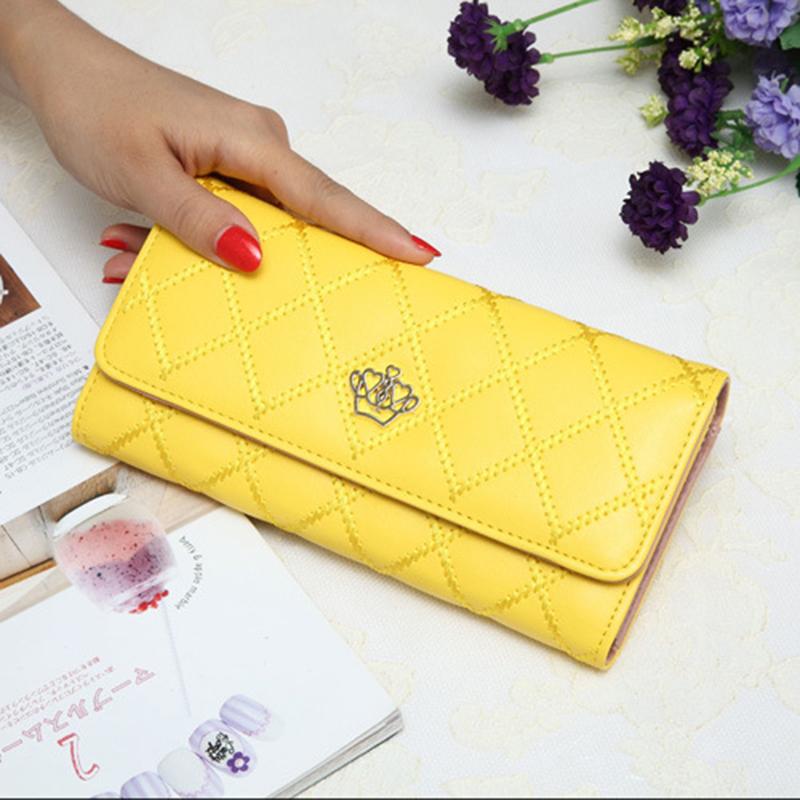 Women wallets metal crown PU leather flip up card holder purse