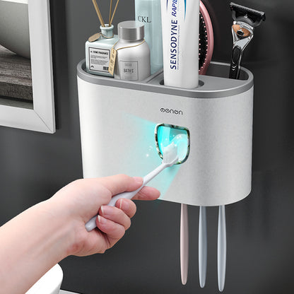 Automatic Toothpaste Squeezer Adhesive Toothbrush Holder Bathroom Mouthwash Cup Toothware Box Set