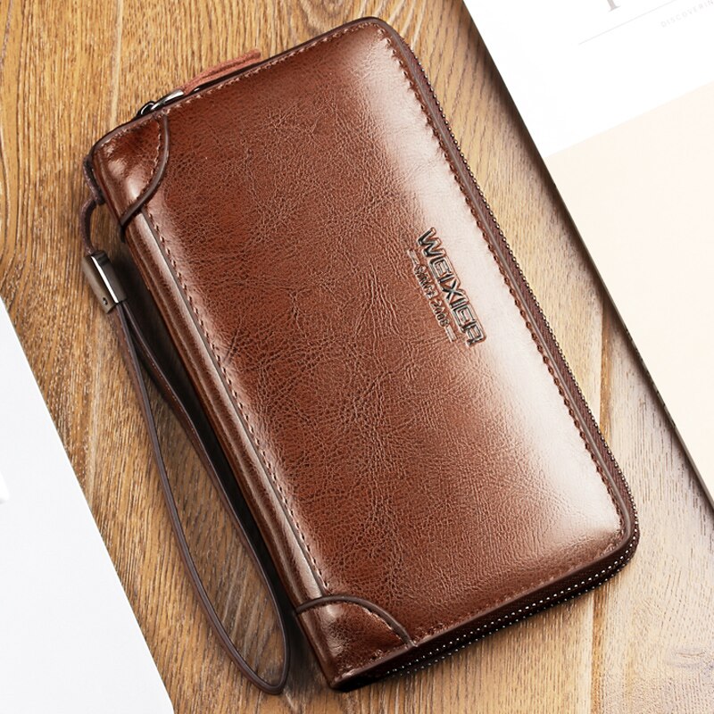 Brand Men's Wallet Men's Zipper Purse Leather