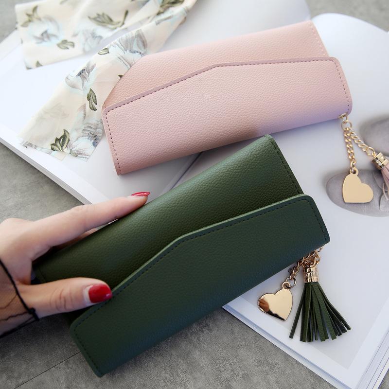 Leather Wallets Women Long Tassel Luxury Clutch