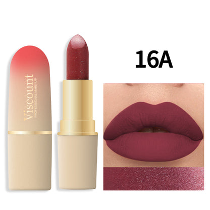 Waterproof And Durable Lipstick Velvet Fine Glitter Matte Lip