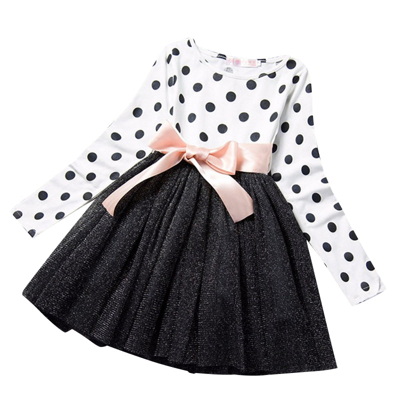 Dot Long Sleeve Dress For Girls