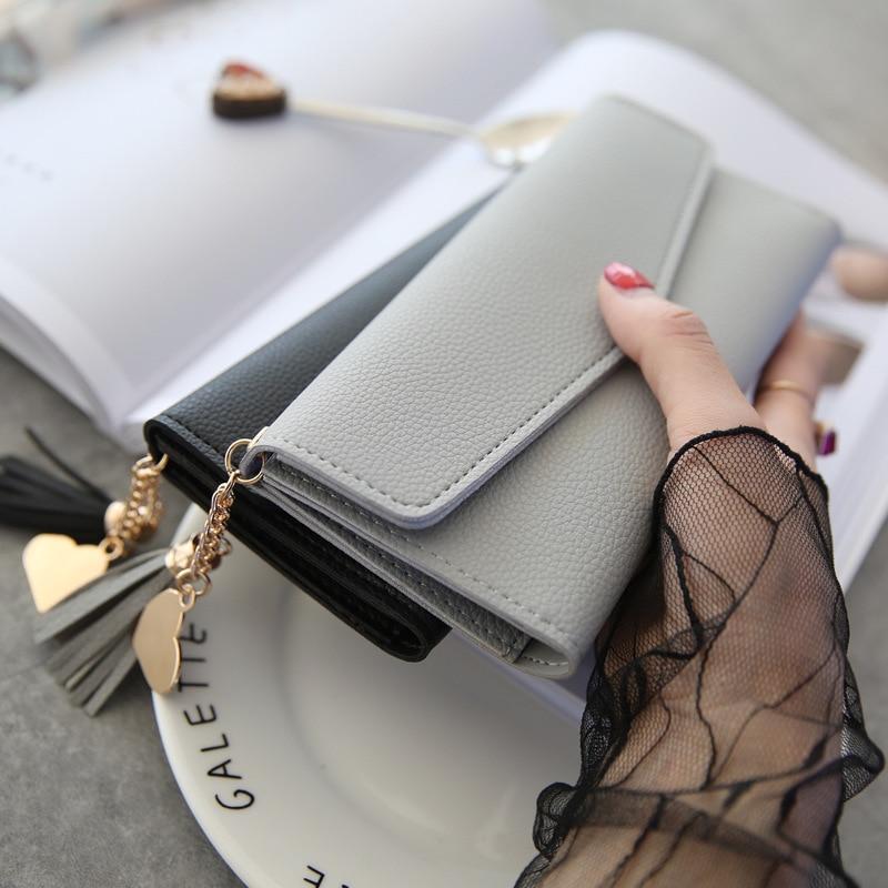 Leather Wallets Women Long Tassel Luxury Clutch