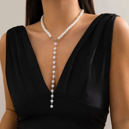 Collar Simple Imitation Pearl Fringe Long Niche Necklace