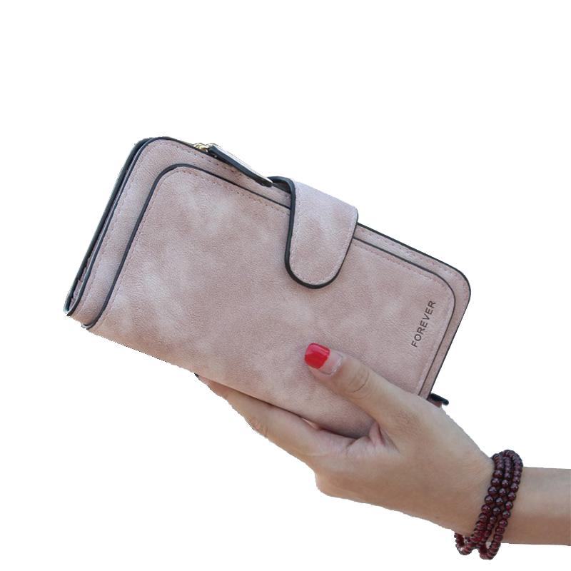 Brand Leather Women Wallet High Quality Design Hasp Solid Color Card Bags