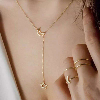 Star Moon Pendant Minimalist Necklace for Women