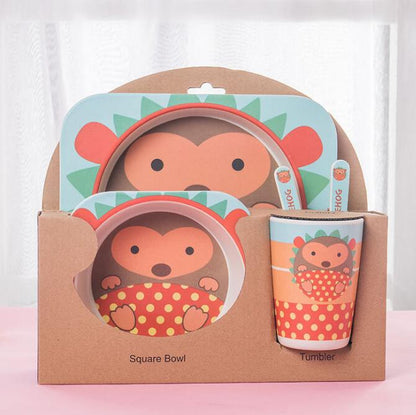 5pcs/set Children Baby Bamboo Fiber Tableware Baby Tableware